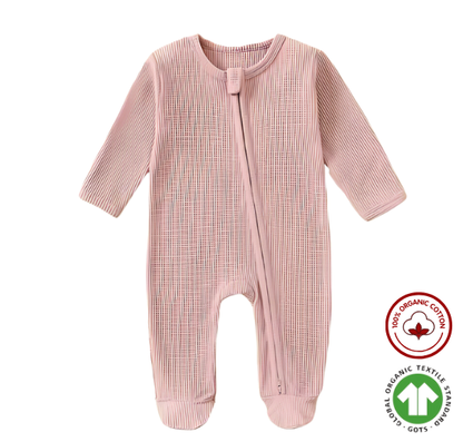 Organic Cotton Waffle Baby Romper