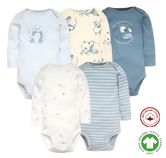 5-Piece Baby Bodysuit Set, New Cartoon Design