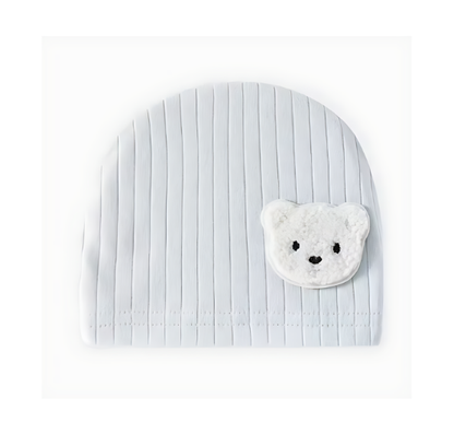 Organic Cotton Baby Hat – Cartoon Bear Design