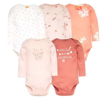 5-Piece Baby Bodysuit Set, New Cartoon Design