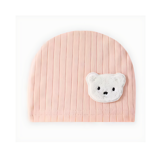 Organic Cotton Baby Hat – Cartoon Bear Design