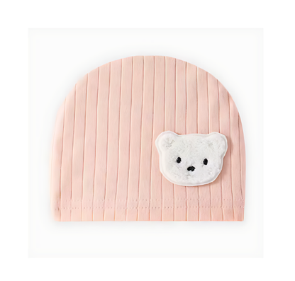 Organic Cotton Baby Hat – Cartoon Bear Design