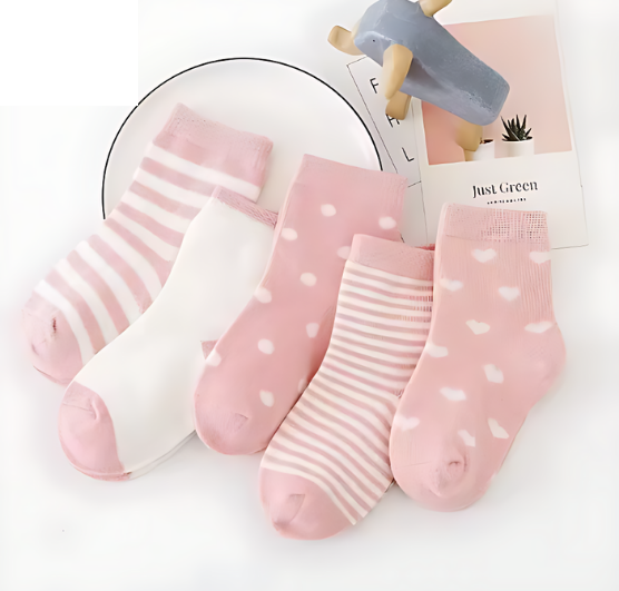 5 Pairs Baby Socks – Organic Cotton, Animal Design