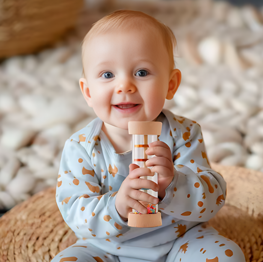 Montessori Baby Rain Stick – Colorful Sensory Rattle Toy