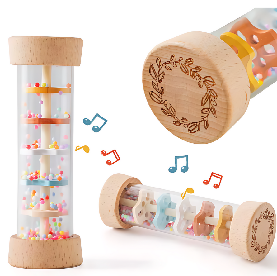 Montessori Baby Rain Stick – Colorful Sensory Rattle Toy