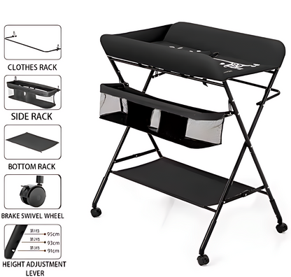 Portable Foldable Baby Changing Table with Wheels – Waterproof & Adjustable