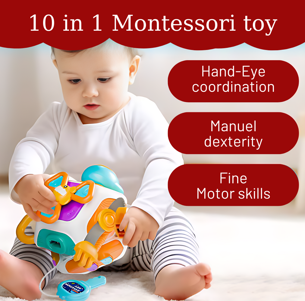 10-in-1 Baby Busy Board – Montessori Sensory Activity Cube